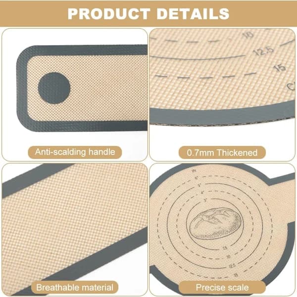 Two-piece Baking Mat and Silicone Mold Set, Non-stick, Mesh Design, Easy to Handle and Reusable, with Long Handle for Sourdough Transfer.