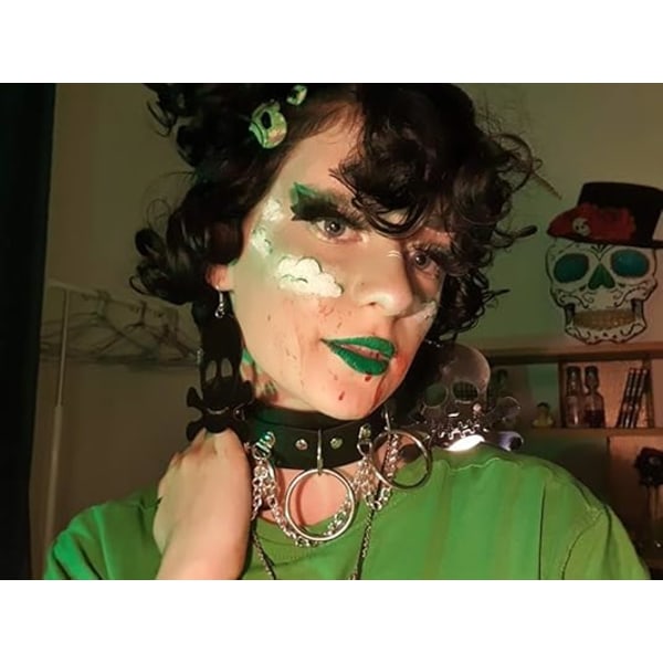 Påskrea! PU-läderhalsband med nitar, svart punkrock-stil