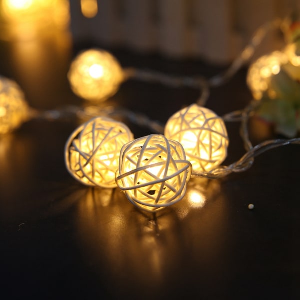 20 led rottingbollar dekorativt batteri jul utomhus garland bröllopsdekoration（varmt ljus）