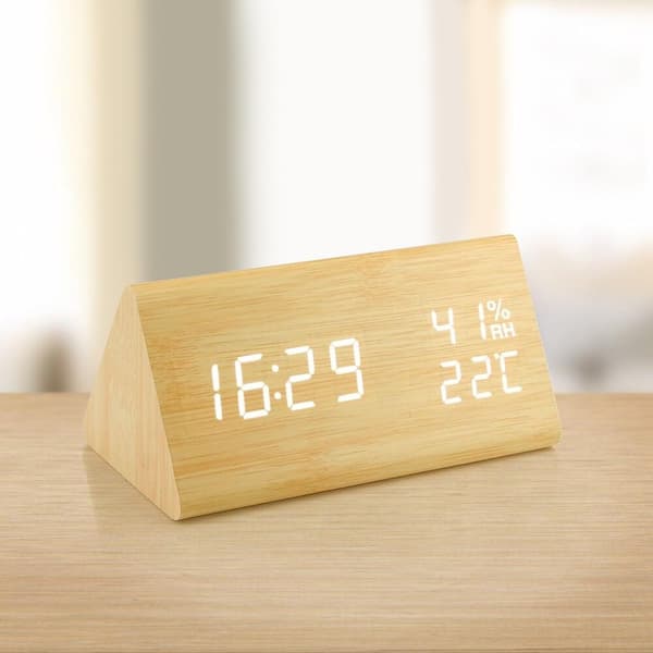 Unique Wooden Design Alarm Clock with Light and Sound Activation Tree Tree Tree