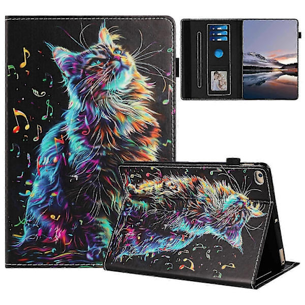 Compatible with iPad 10.2 (2021) Tablet Case Multicolor Multicolor Musical Note Cat