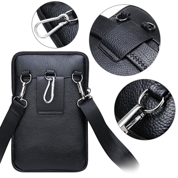 Mobilskal i läder för män Mobilväska Crossbody Mobilväska Handväska med justerbar axelrem Passar iPhone 13 12 11 Pr