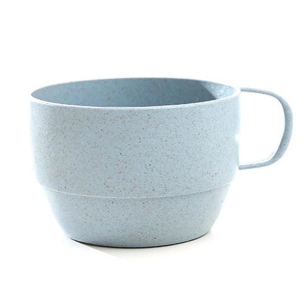 Enkel bärbar hälsa vetehalm kaffekopp te Mjölk vatten dricksmugg koppar (blå)