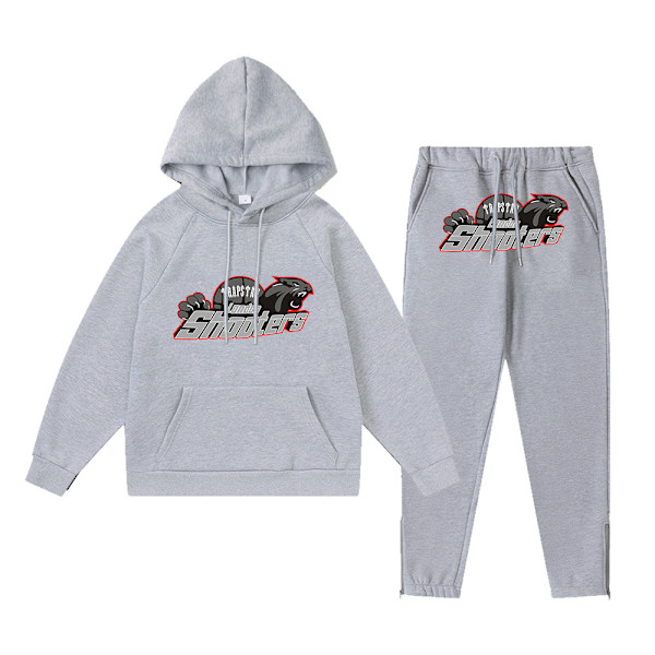 Högkvalitativ ny Trapst Tiger Head Print Hooded Plysch Tröja Mode Gradient Letter Casual Sport Set Print 04 Grå Print 04 Grå Print 04 Grey S