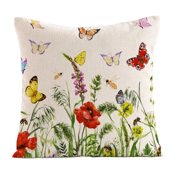 Pastoral stil blommönster linne örngott bekväm kvadratisk kuddfodral 45x45cm för soffa/säng