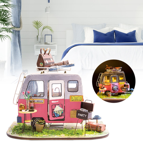 DIY Doll House Söt Dollhouse Miniatyr DIY Travel Car Kit