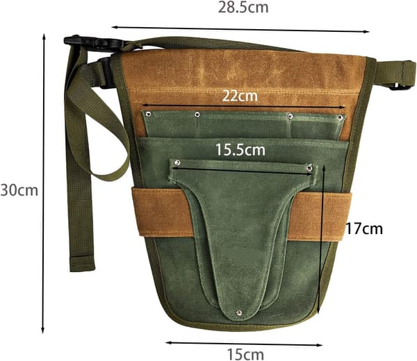 Practical Garden Belt with Multiple Pockets for Storing Garden Tools (Green and Brown)