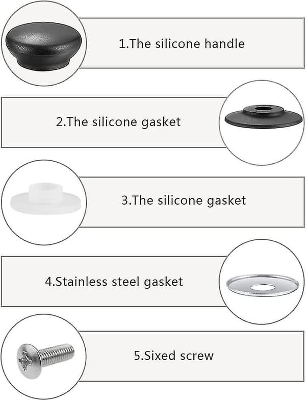 5-piece Bakelite Handle Set, Round Knob Handle, Universal Cookware Handle, Heat Resistant.