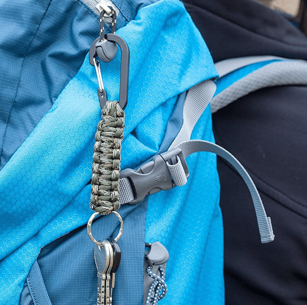 Paracord nyckelring för utomhuscamping med karbinhake, 2 stycken