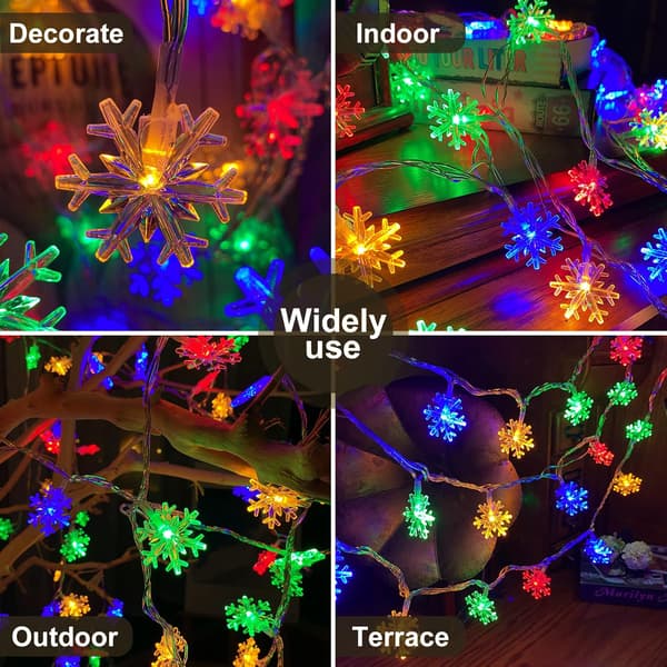80 LED Christmas Snowflakes, 32ft Snowflake String Lights Indoor, 8 Modes Plug in Christ