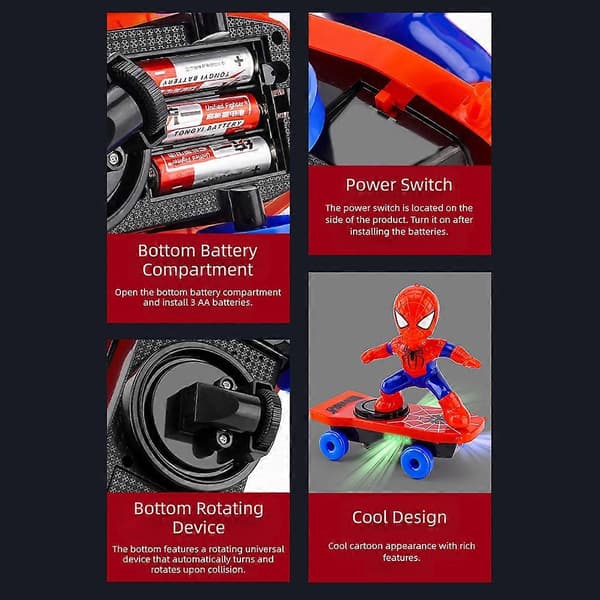 Spider-Man Stunt Scooter Leksak – Ljud & Ljuseffekter + Flippfunktion – För Barn (3+)