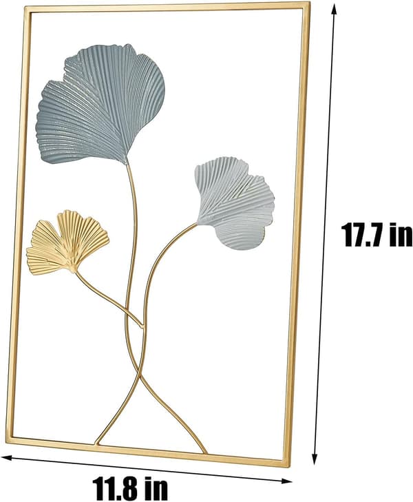 Gold Metal Wall Decor, Blue Gold Leaf Wall Decor