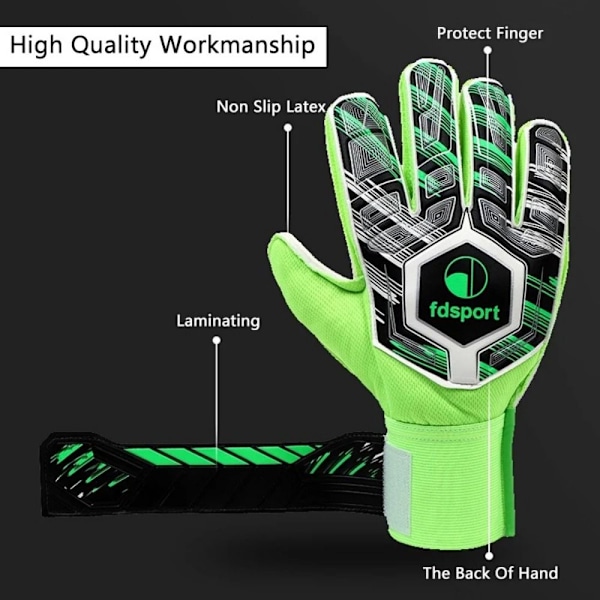 1 Par Professionelle Målmandshandsker Børn Fodbold Latex Fortykket Handsker Fodboldmålmand Skridsikre Handsker Grøn Grøn Green Green 6