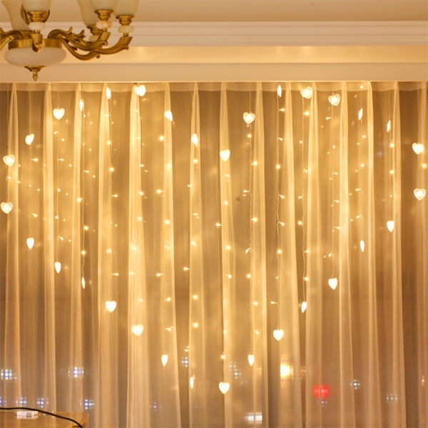 2 x 1,5 m 124 LED Fönstergardin Fairy Lights för trädgårdsfest i sovrummet Jul Varm vit