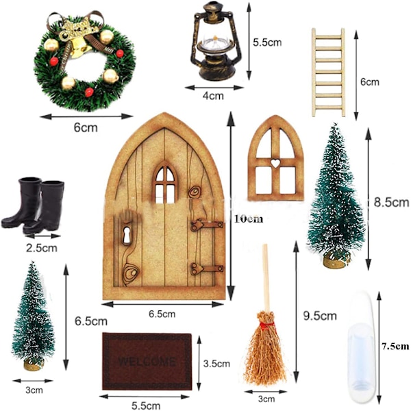 Jultomtens dörrtillbehör set  dekorativ dansk tomtenisse dörr Nissehus 1/12 julgransdekoration