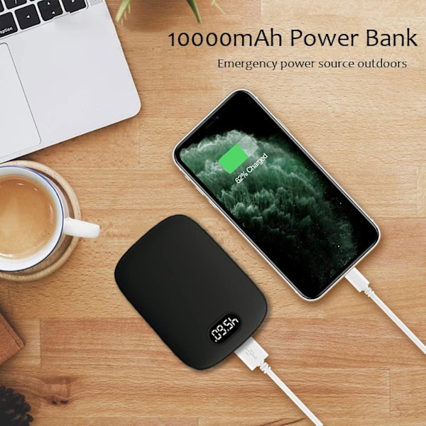 Portabel Handvärmare Powerbank 2 i 1 10000mAh Uppladdningsbar Micro USB Handvärmare Värmeapparat Återanvändbar Fickvärmare Ensidig/Dubbelsidig Snabb Uppvärmning