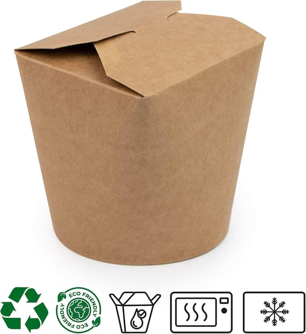 Brown Paper Boxes, 50-pack, 780 ml - Disposable Food Packaging