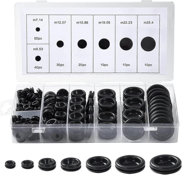 170-pack gummiproppar, gummibrickor, sortiment av gummibussningar, gummiblindpluggar, karosspluggar, gummi