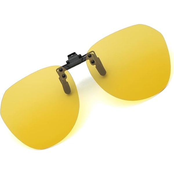 Gul Clip-on Solglasögon - Polariserade Clip on Solglasögon över Glasögon Unisex, Ramlös Polariserad Flip B
