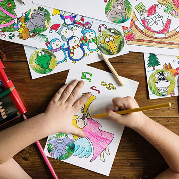 Cartoon Zoo Animal Sticker Roll för barn Party Favors Spelpriser Nyhet Leksaker Väggdekaler