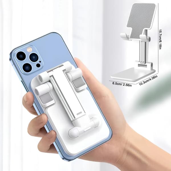 1 pc (White) Innovative Foldable Adjustable Phone Holder, Mobile Holder, Desktop Phone Holder, iPhone Desktop Stand