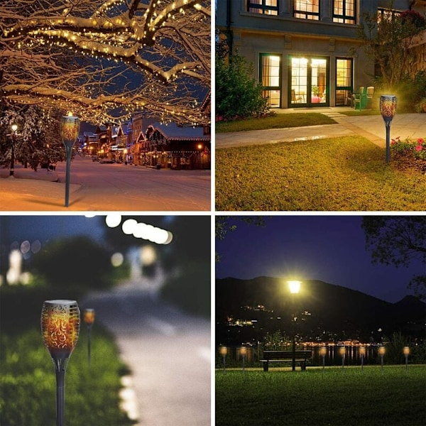 Solcellslampa med 12 LED och sensor, utomhusfackla, trädgård, gård, markbelysning, dekorativ landskapsbelysning