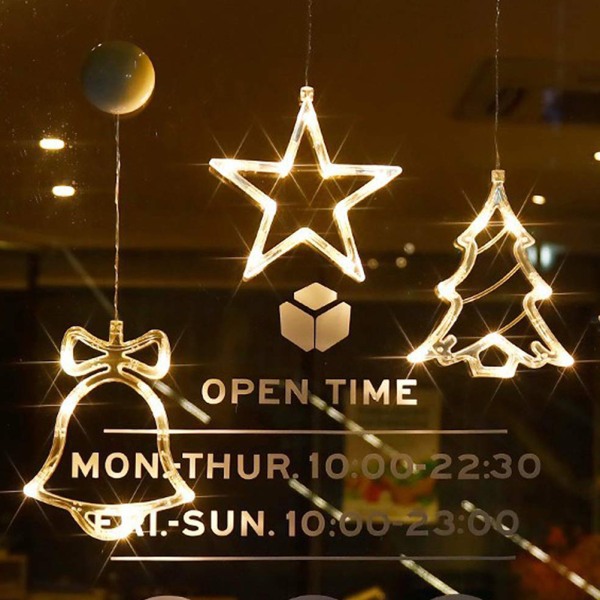 Window Sucker Holiday Lampa LED Julgranar Hjortklocka Stjärna Tomte Hängande Garland Ljus Vägg Dekorativ