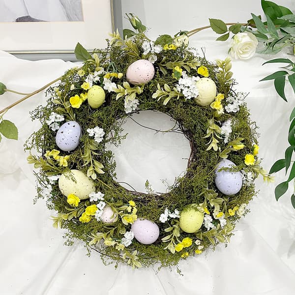 36 cm Easter Wreath, Easter Egg Wreath, Suitable for Hanging on the Front Door, Spring Wreath, Mixed Decoration.
