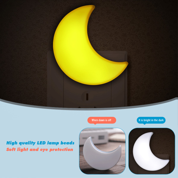 2st Ljussensor Kontroll Moon Shape LED Nattlampor Barn Sovrum Sänglampa Nattlampor