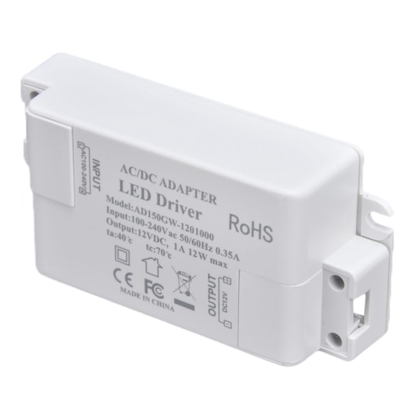 LED Drive Power Transformator LED Drive Power AC100‑240V/0,35A DC12V/1A 12W för G4 MR11 MR16