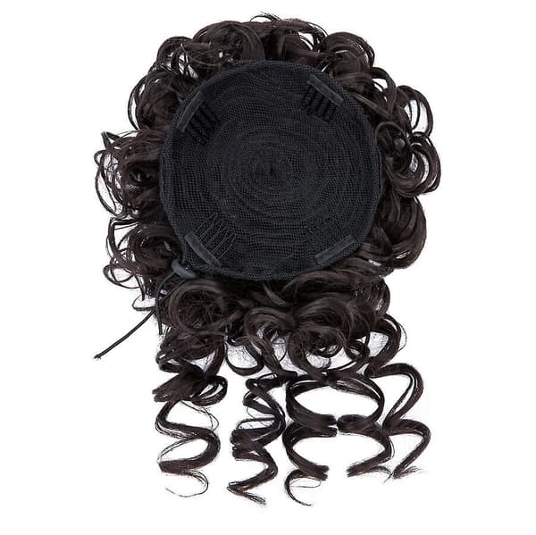 Curly Drawstring Top Knot Hair Extension dark brown dark brown 8inch