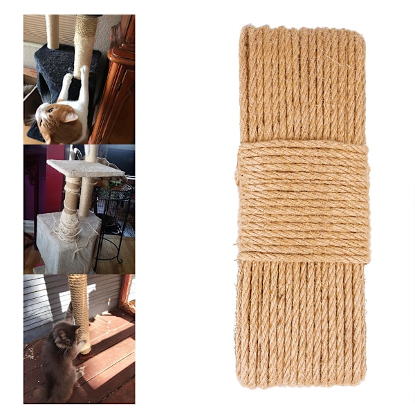 Sisal Reb til Udskiftning af Kattekløser, Kløpælssnor, DIY Træreparation, Møbelrestaurering, 8 mm Diameter, 10 m