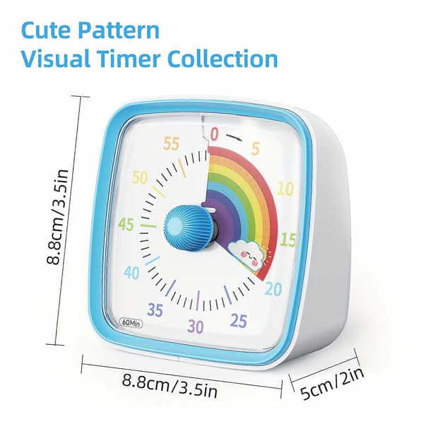 New Models Yunbaoit Rainbow Visual Timer - 60 Min Countdown, Night Light, Silent, Classroom & Kitchen Timer for Home, School & Office Pink