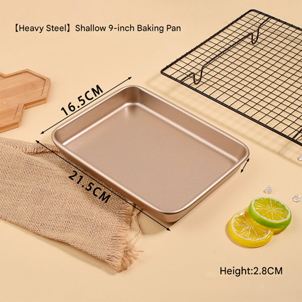 Grunt Baking Sheet Set, Non-Stick Rectangular Cake Pan, Stackable Baking Sheet Set (3 Pieces), Oven Pans, Gold (9-inch/11-inch/13-inch). Shallow Baking Pans