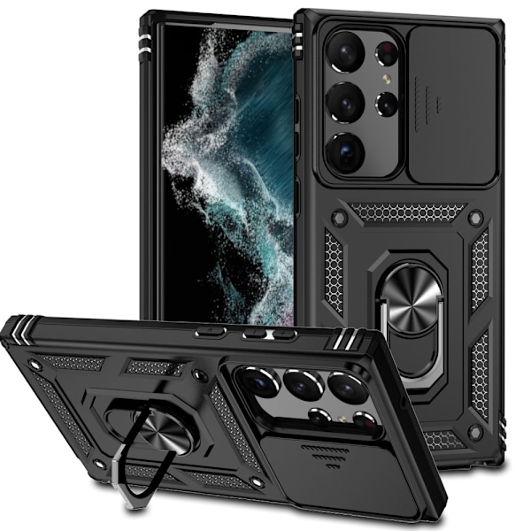 Yhteensopiva Samsung Galaxy S23 Ultra Kuori Hybridisormus CamShield Musta Epäviralliset alkuperäistarvikkeet 70