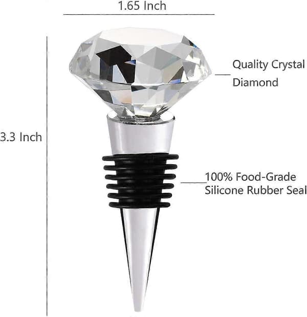 Wine Stoppers in Gift Box, Decorative Crystal Glass Stoppers, Excellent Durability, 2-Pack.