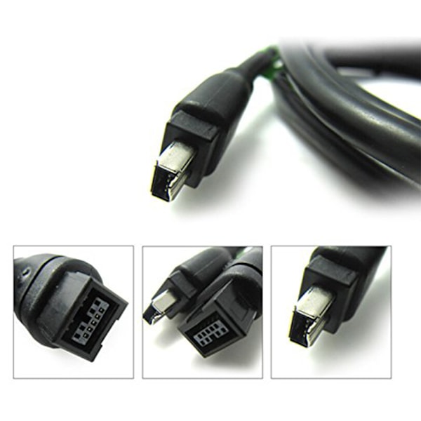 IEEE 1394 Firewire 800 till 400 Firewire Firewire 9 till 4 datakabel 1394 kabel 1,8 meter svart