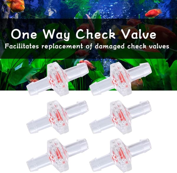 6 pieces 7mm check valves, PP plastic one-way check valve, one-way valve, ozone-resistant connection pipe with water stop diaphragm