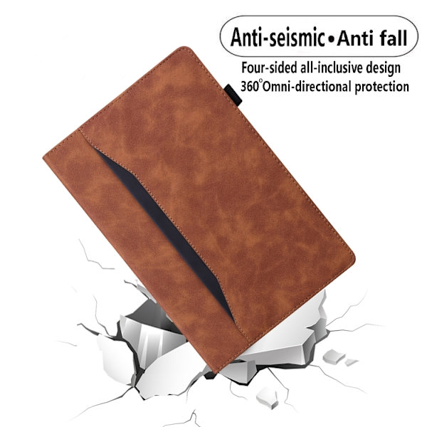 Compatible with Samsung Galaxy Tab A9+ Split Shockproof Leather Protective Case Brun