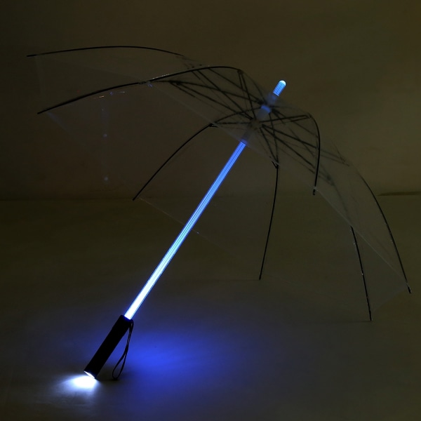 Batteridriven 7 färgskiftande LED paraplyficklampa för säker nattvandring Transparent