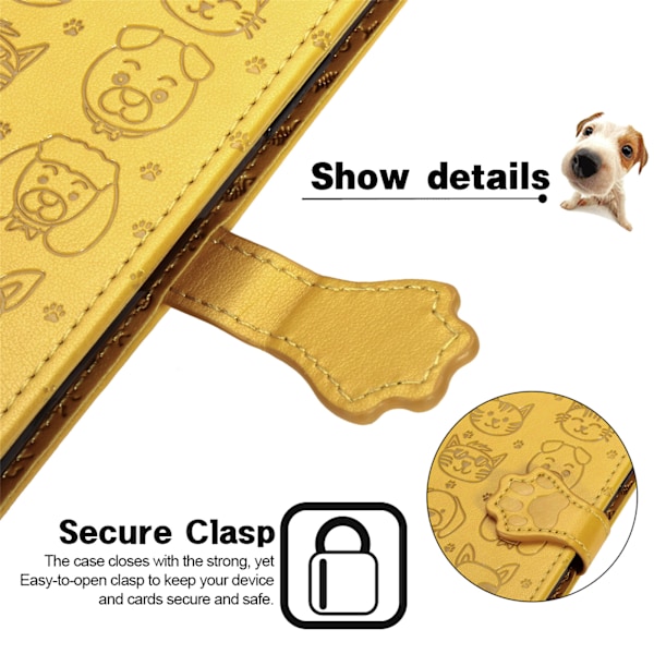 Kompatibel med Samsung A52 Tegneserie Katt og Hund Lommebok Etui PU Lær Flip Telefon Etui med Kredittkortspor
