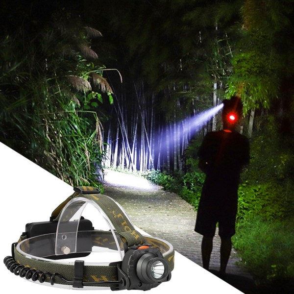 Hög ljus LED-strålkastarlampa Vattentät strålkastare Ficklampa för nattfiskecamping