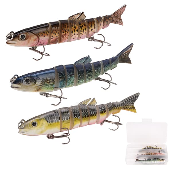 3st 24g Multi-ledade Swimbaits Set Långsamt Sjunkande Fiskedrag för Sötvatten Saltvatten