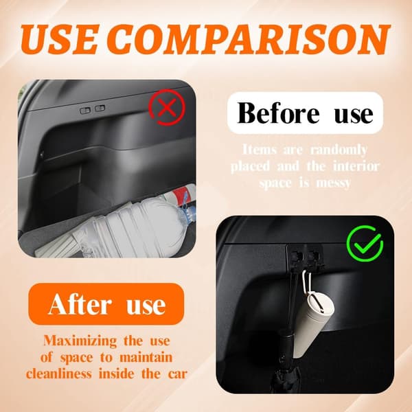 Rear Trunk Hook, Car Trunk Hook, Interior Accessories Trunk Organization Hook Compatible with 2021-2023 Model Y Trunk Organizer