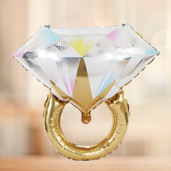 Stor glänsande diamantringformad folievalentinballong för förlovningsbröllopsdekor guld