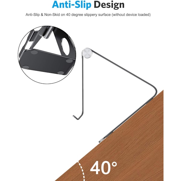 Aluminium Tablet Stativ, Justerbart & Holdbart Tablet Holder, Skrivebordsstativ Kompatibelt med iPad 10.9/10.2, iPad Pro 13/12.9/11