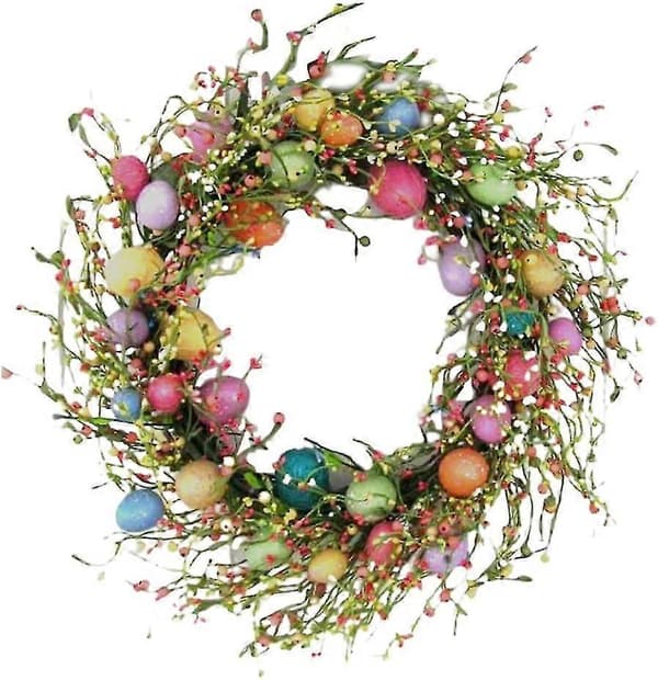 Easter Decorations, Easter Wreath, Colored Egg and Mixed Twigs Spring Wreath Easter Wreath with Flowers and Berries Spring Garland Artificial Easter
