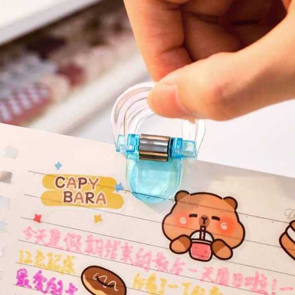 Gennemsigtige U-formede klips i farver (6-pak), Macaron-farvede memoklips, Student Note Organizer