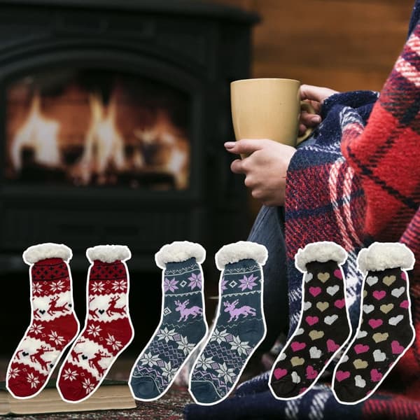 Cozy Unisex Socks for Chilly Evenings, Multiple Prints 39-42 Black w/moose