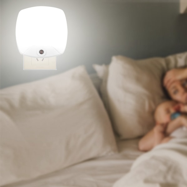 Mini LED Nattljus Automatisk Sensor Ljuskontroll Barn Barn Baby Sovrumslampa (vit)